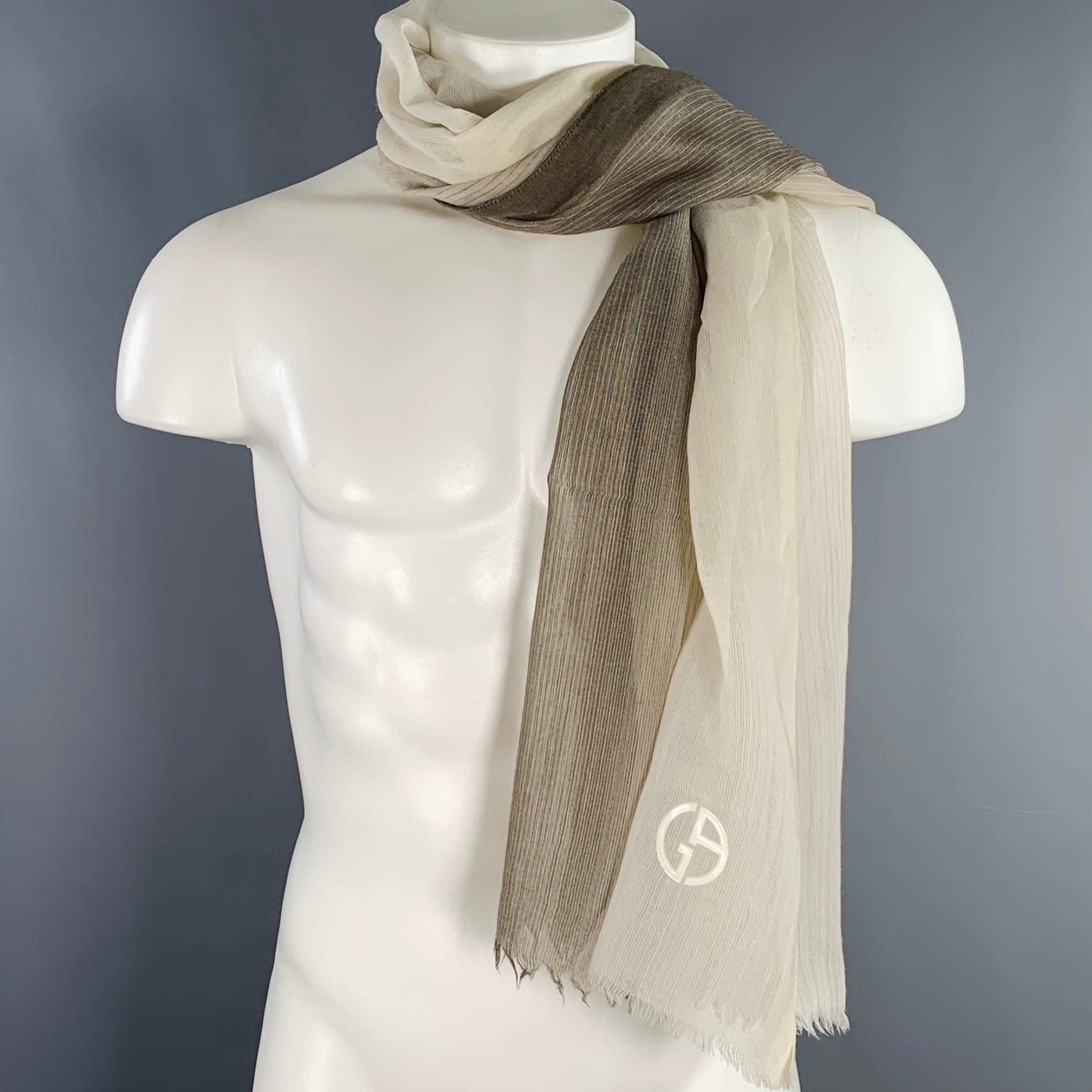GIORGIO ARMANI Beige Taupe Ombre Wool Blend Scarf For Sale 1