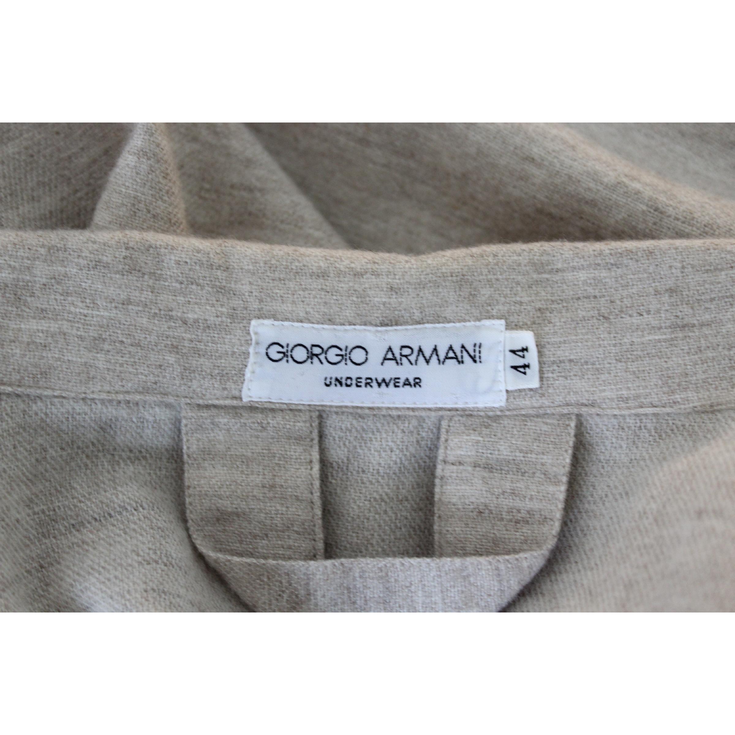Giorgio Armani Beige Wool Dressing Gown Underwear Cashmere 1990s 2
