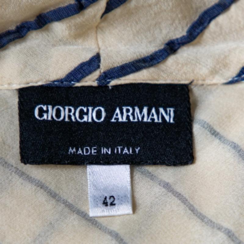 Gray Giorgio Armani Bicolor Striped Silk Sleeveless Cowl Neck Top M For Sale