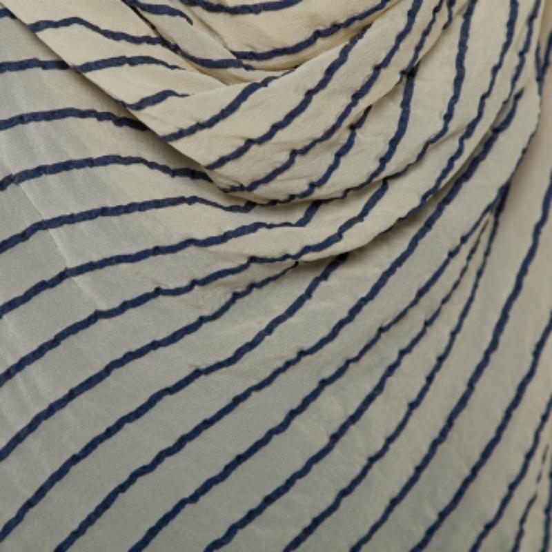 Women's Giorgio Armani Bicolor Striped Silk Sleeveless Cowl Neck Top M For Sale