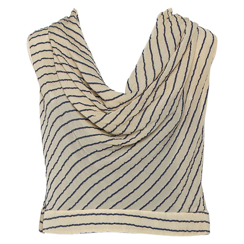 Giorgio Armani Bicolor Striped Silk Sleeveless Cowl Neck Top M For Sale