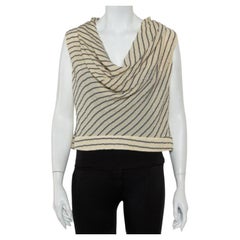Giorgio Armani Bicolor Striped Silk Sleeveless Cowl Neck Top M