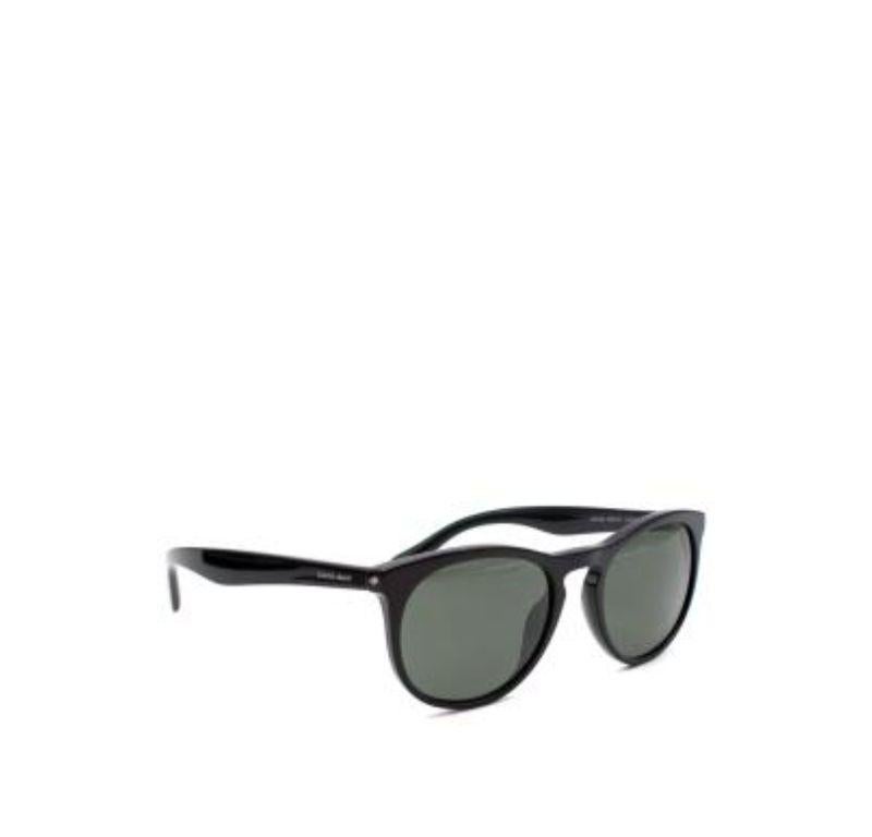 Giorgio Armani Black Acetate Circular Frame Sunglasses In Excellent Condition For Sale In London, GB
