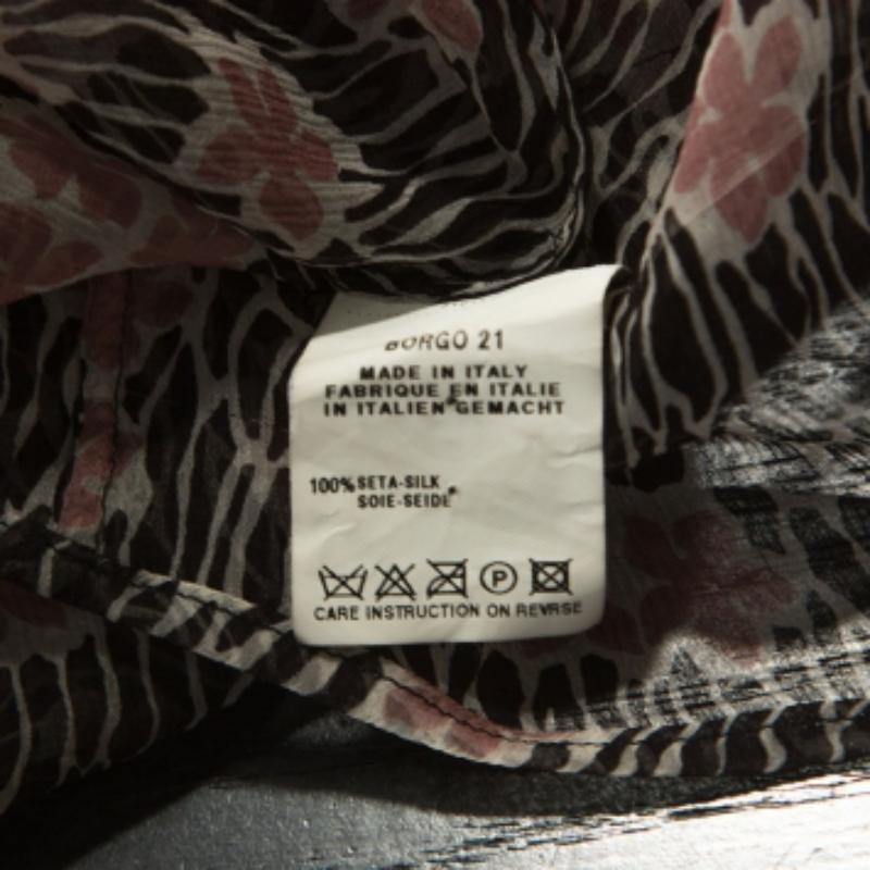Donna Giorgio Armani Camicetta in seta trasparente con stampa floreale nera e rosa L.A. in vendita