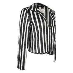 Giorgio Armani Black and White Lamb Leather Jacket