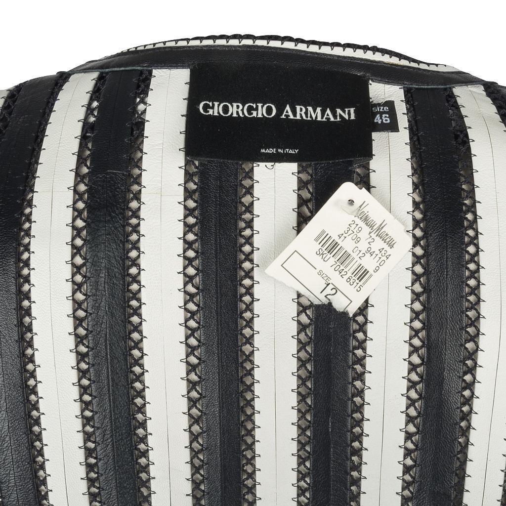 Giorgio Armani Black and White Lamb Leather Jacket   8