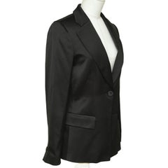GIORGIO ARMANI Black Blazer Jacket Coat Button Long Sleeve Silk Clothing Sz 40