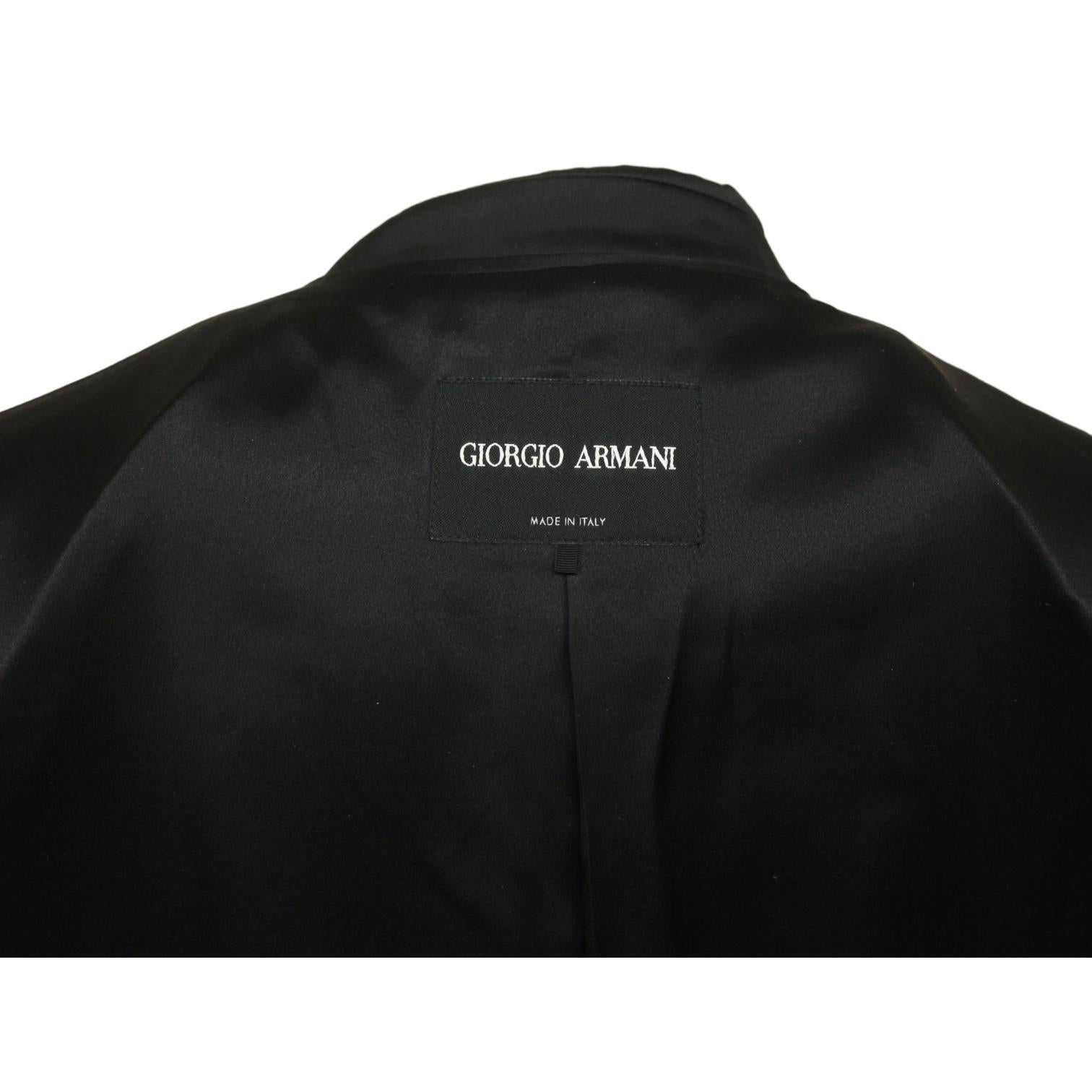Giorgio Armani Black Blazer Jacket Coat Button Long Sleeve Silk Clothing Sz 40 en vente 1
