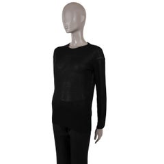 GIORGIO ARMANI maglione a girocollo SHEER in cashmere nero 42 M.
