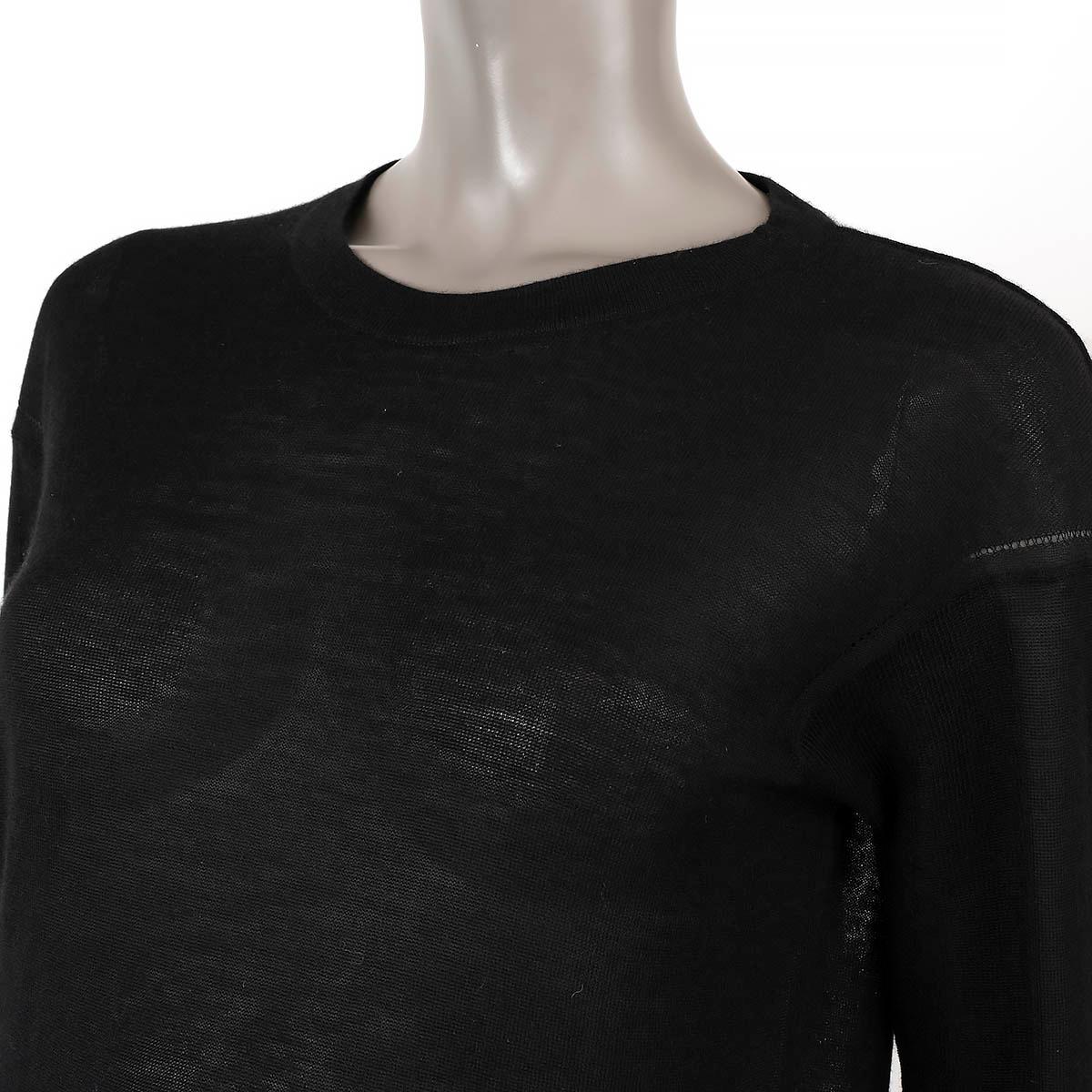 GIORGIO ARMANI black cashmere SHEER Crewneck Sweater 42 M For Sale 1