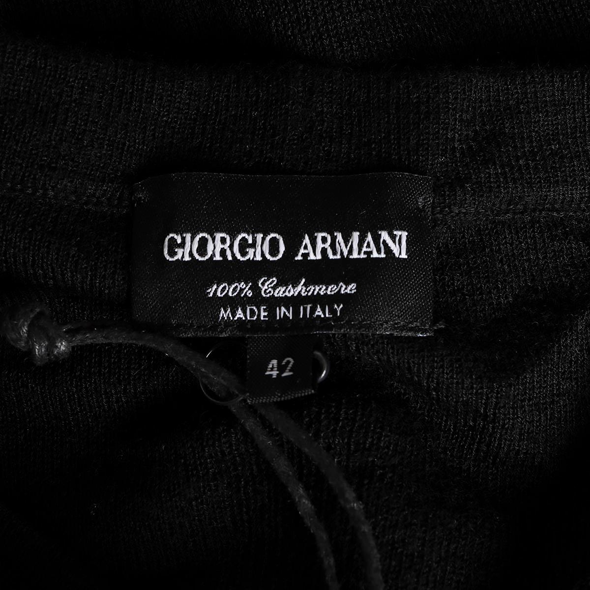 GIORGIO ARMANI black cashmere SHEER Crewneck Sweater 42 M For Sale 2