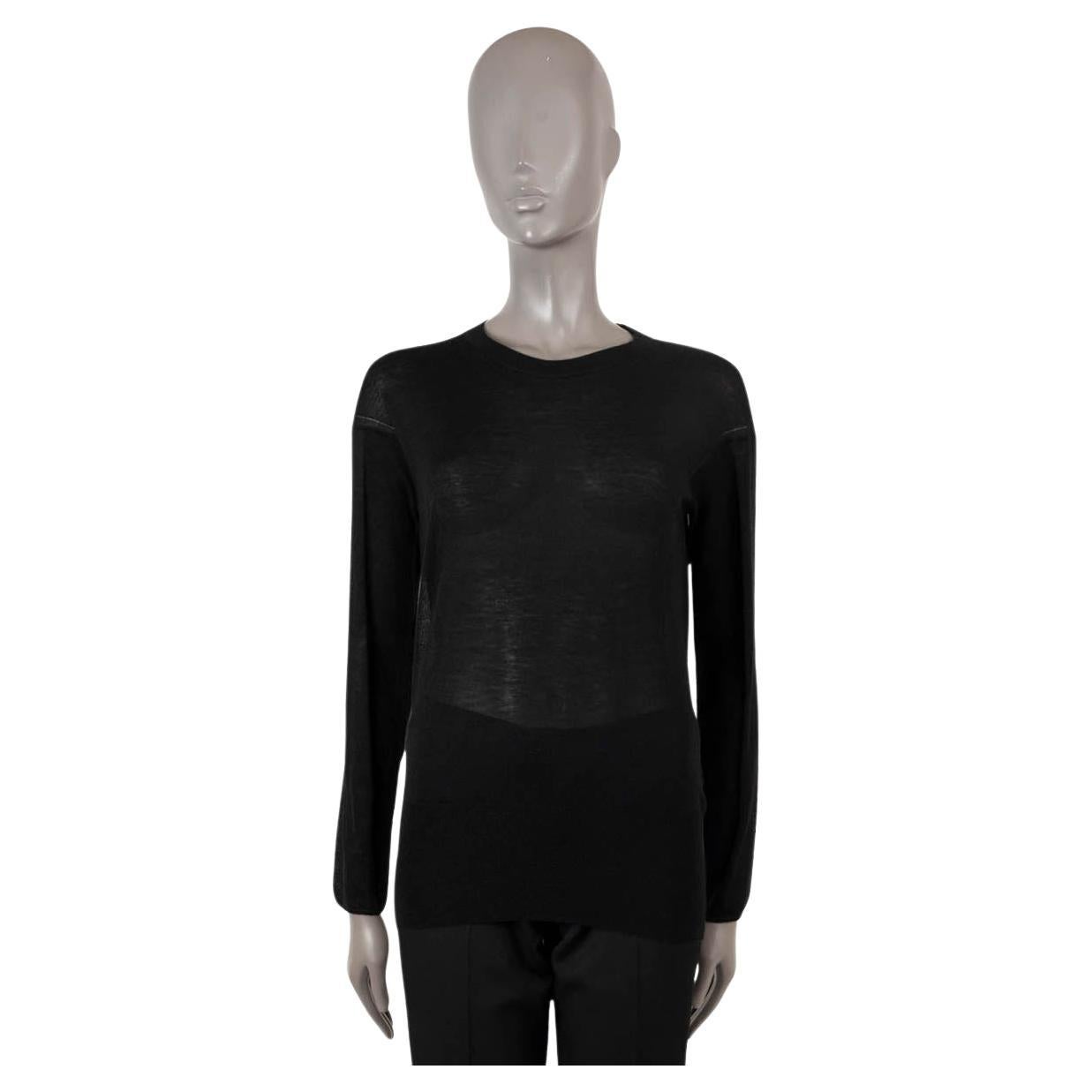 GIORGIO ARMANI black cashmere SHEER Crewneck Sweater 42 M For Sale