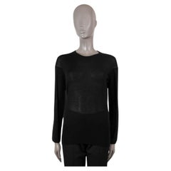 GIORGIO ARMANI black cashmere SHEER Crewneck Sweater 42 M