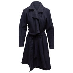 Giorgio Armani Black Cashmere Waist Tie Coat