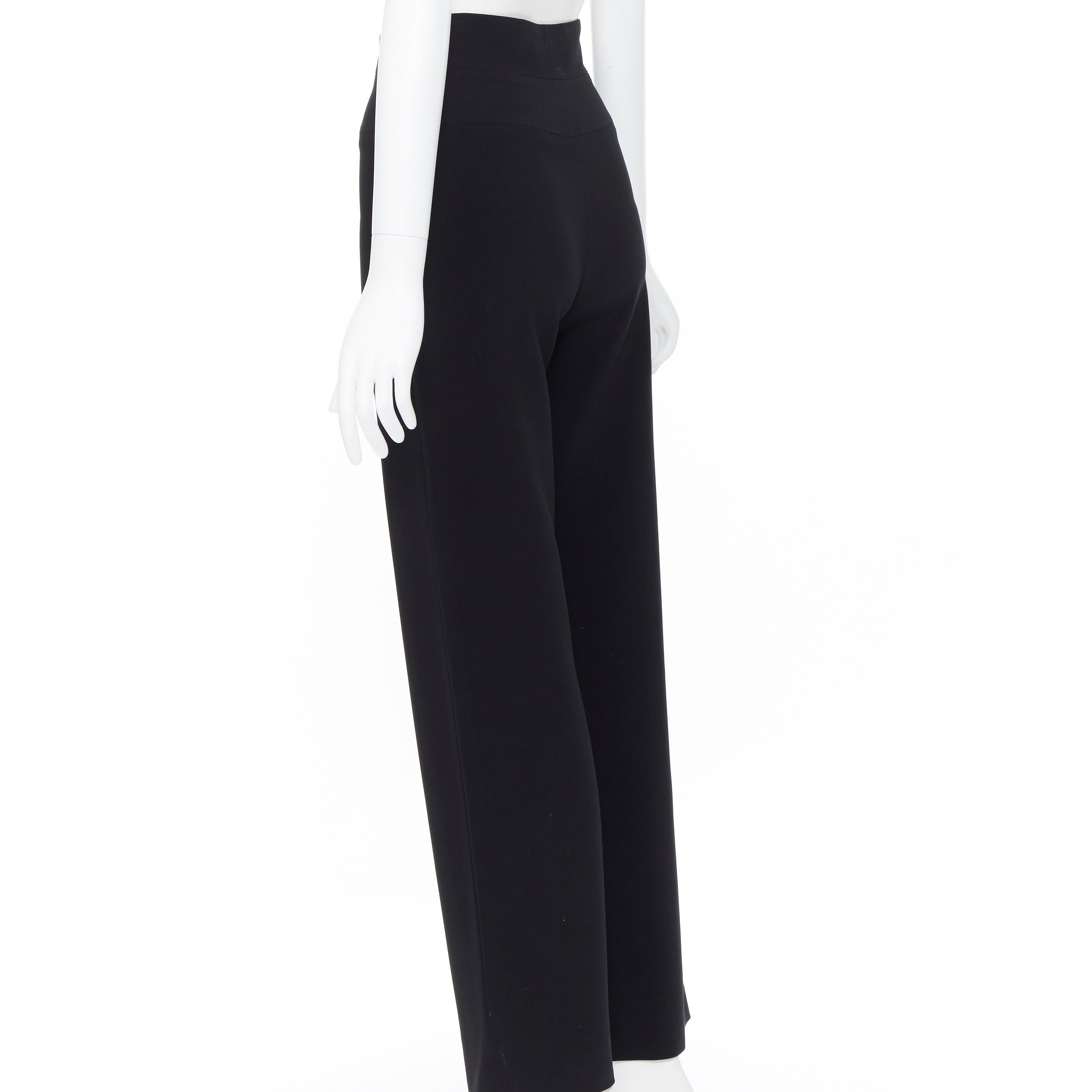 Women's GIORGIO ARMANI black contoured high waisted minimalist trousers pants IT36 24