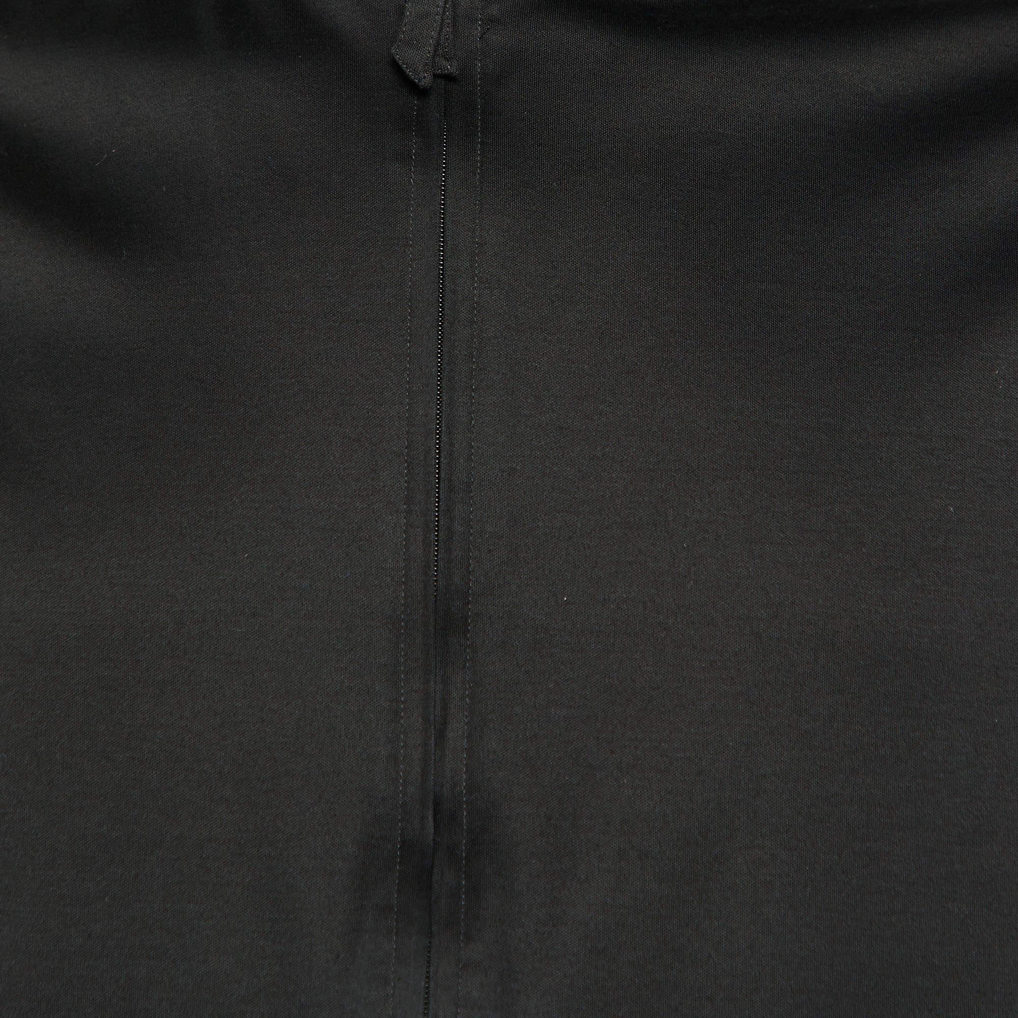 Noir Giorgio Armani Veste zippée en tricot de coton noir XXS en vente