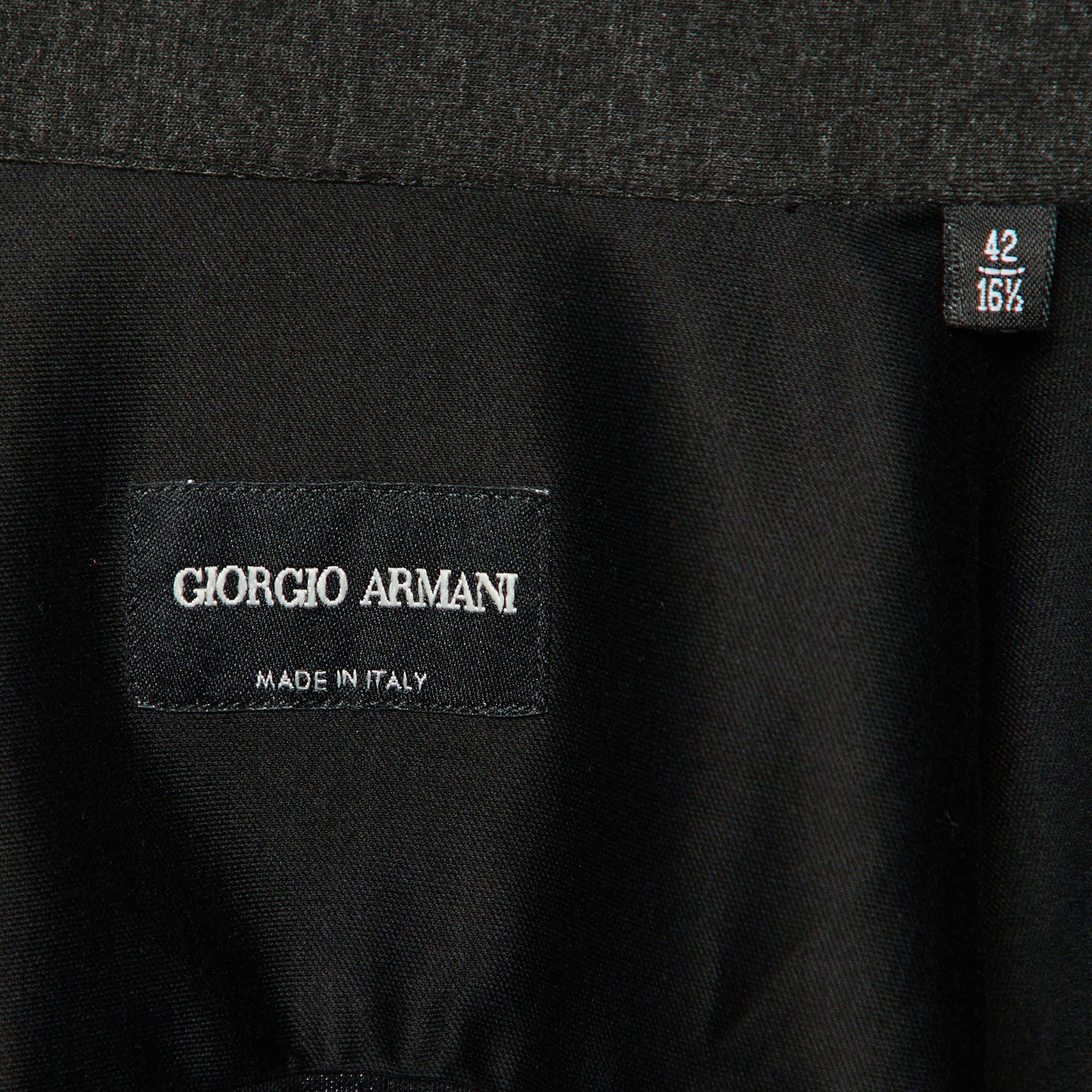 Giorgio Armani Veste zippée en tricot de coton noir XXS Pour hommes en vente
