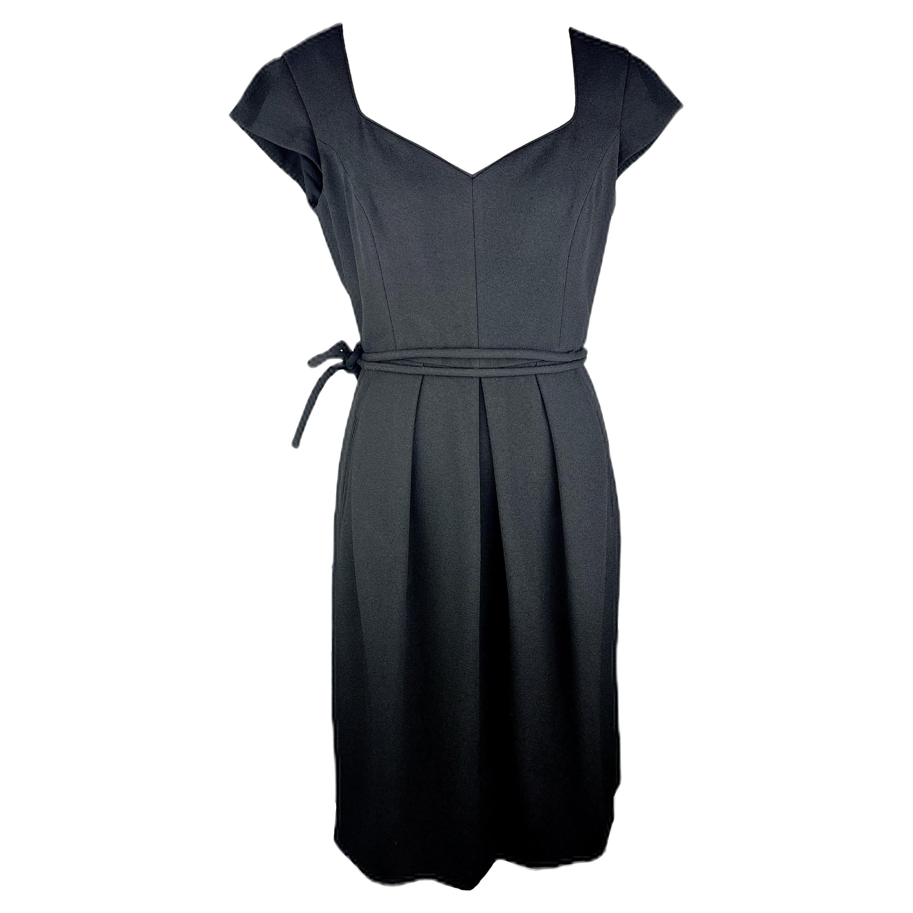 GIORGIO ARMANI - Black Crepe Princess Dress with Waist Belt  Size 8US 40EU For Sale