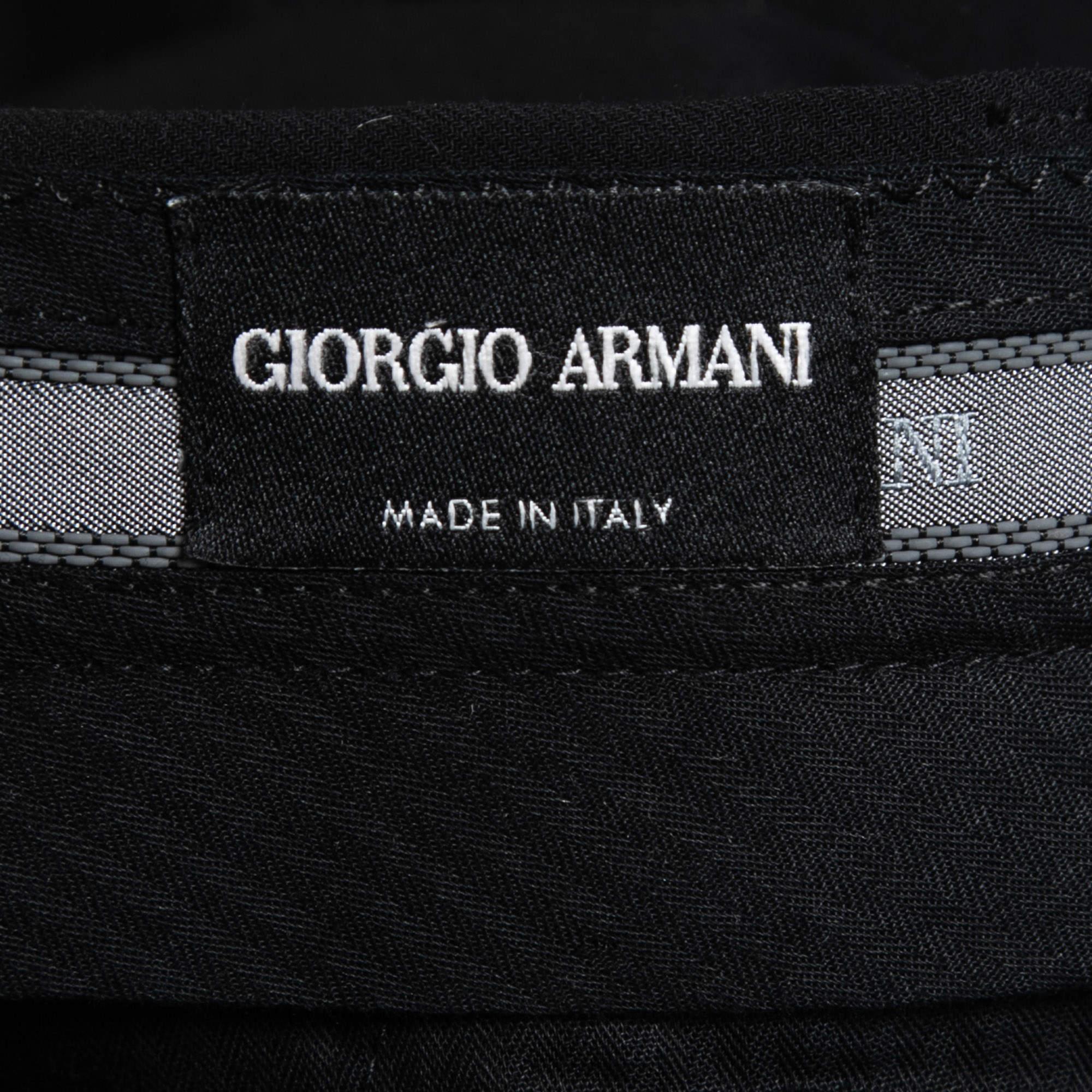 Men's Giorgio Armani Black Crepe Straight Fit Pants L For Sale