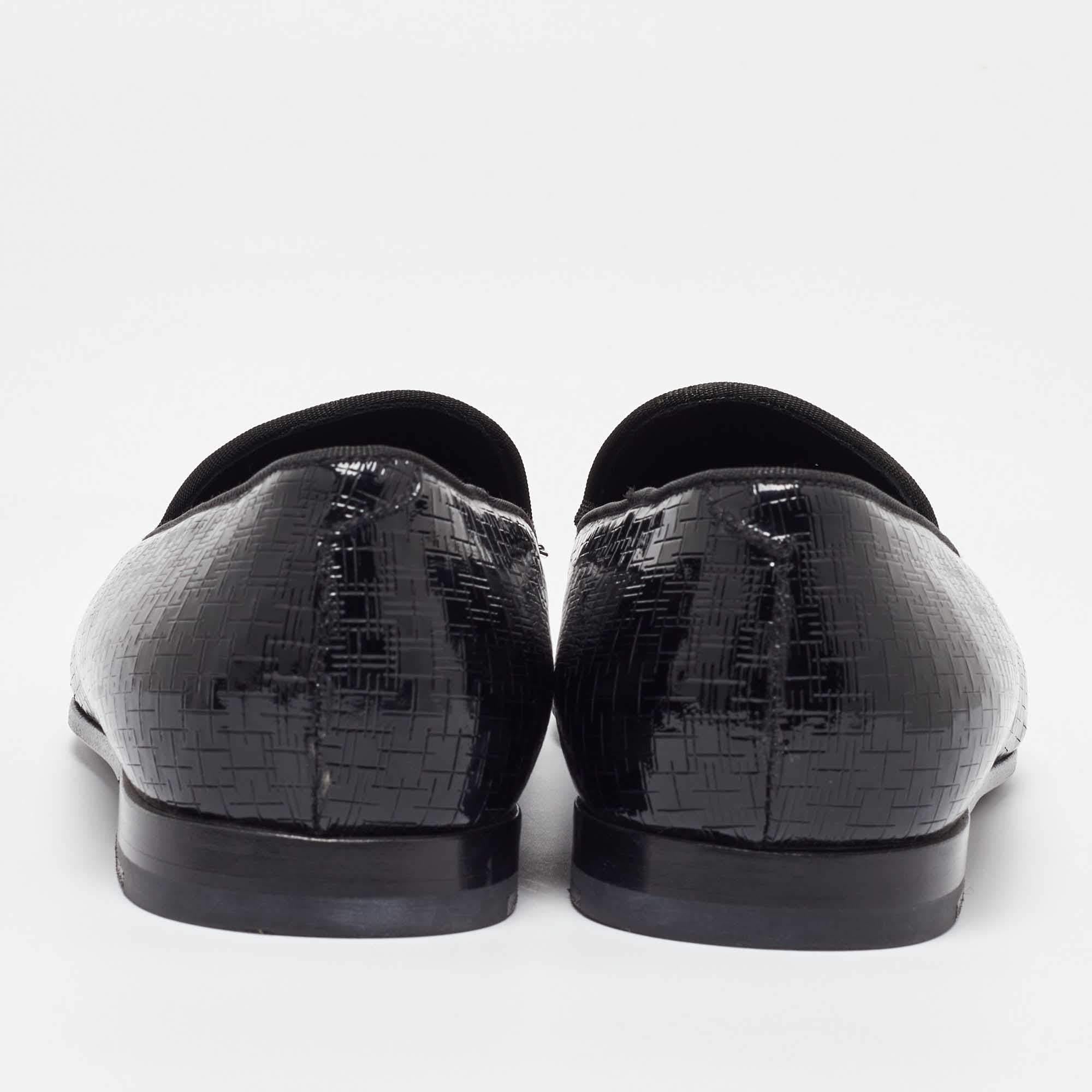 Giorgio Armani  Black Embossed Patent Leather Smoking Slippers Size 40 1