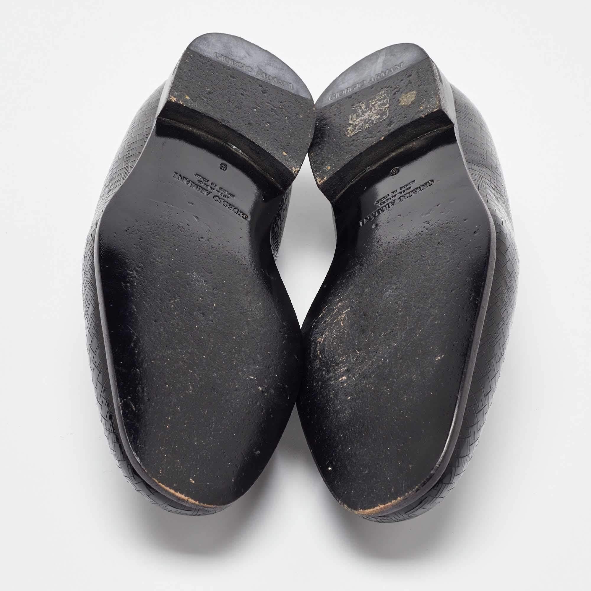 Giorgio Armani  Black Embossed Patent Leather Smoking Slippers Size 40 2