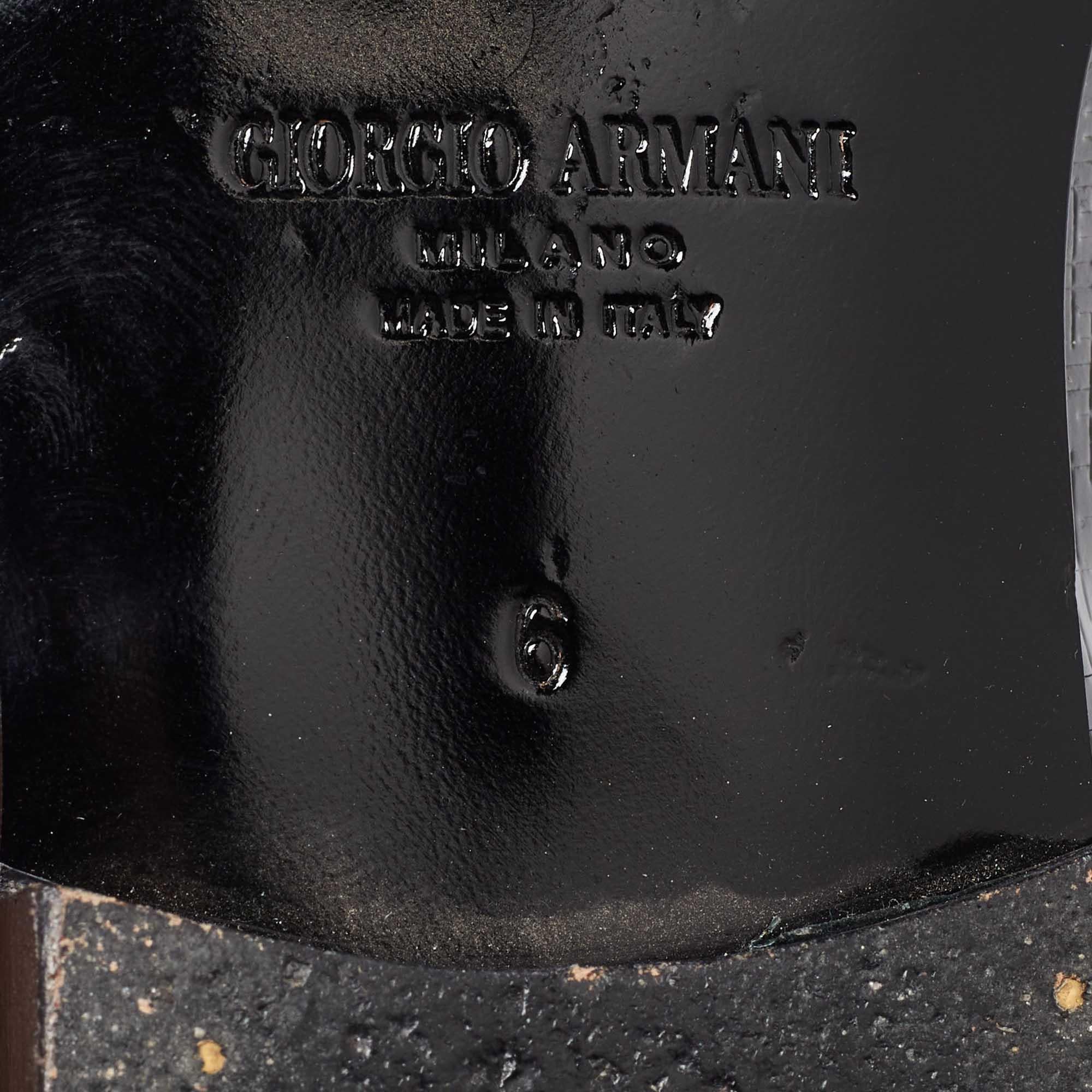 Giorgio Armani  Black Embossed Patent Leather Smoking Slippers Size 40 4