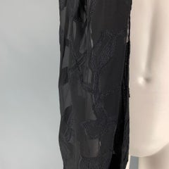 GIORGIO ARMANI Black Embroidered Rayon Blend Scarf
