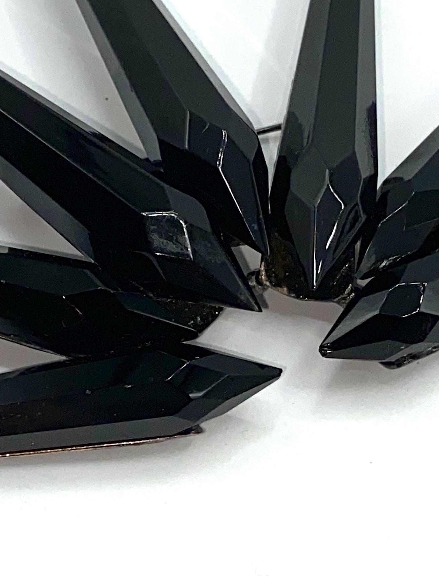 Giorgio Armani Black Glass Chandelier Prism Brooch, 1990s 1
