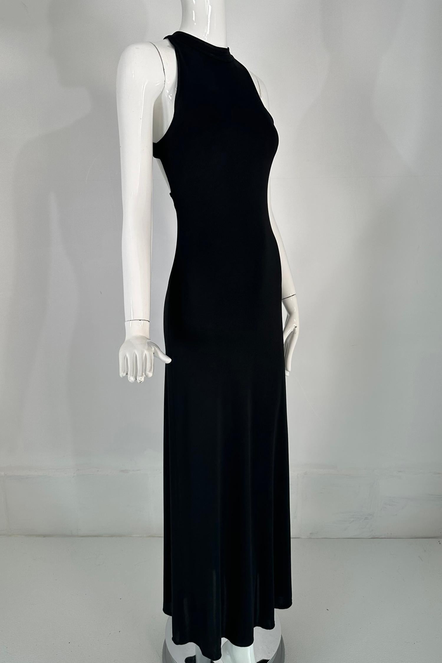 Giorgio Armani Black Jersey Halter Neck Strap Back Evening Dress  For Sale 7