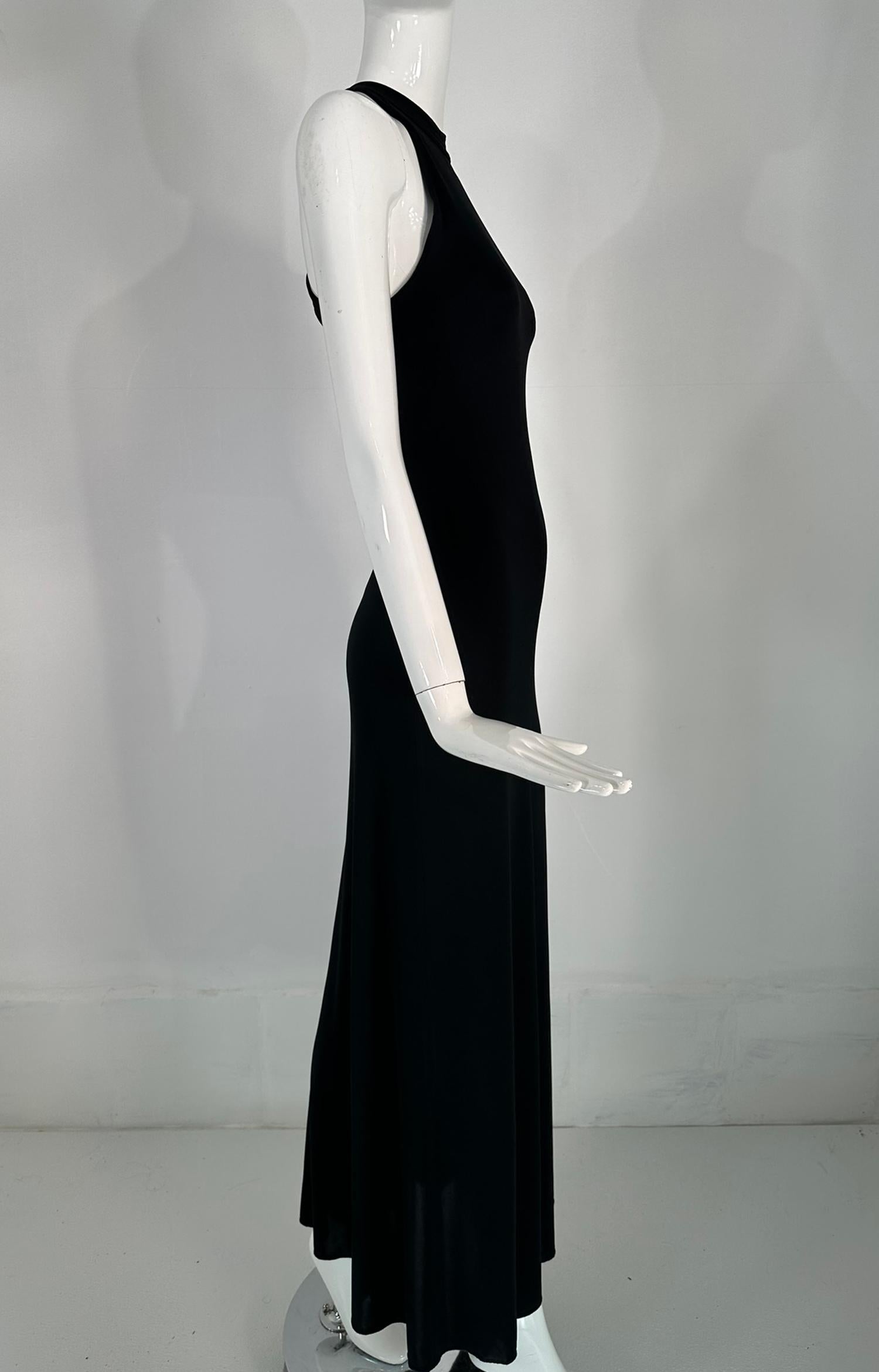 Giorgio Armani Black Jersey Halter Neck Strap Back Evening Dress  For Sale 5