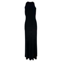 Vintage Giorgio Armani Black Jersey Halter Neck Strap Back Evening Dress