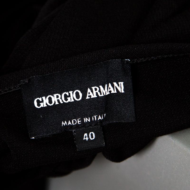 Giorgio Armani Black Knit Faux Knot Detail Long Sleeve T-Shirt S 2