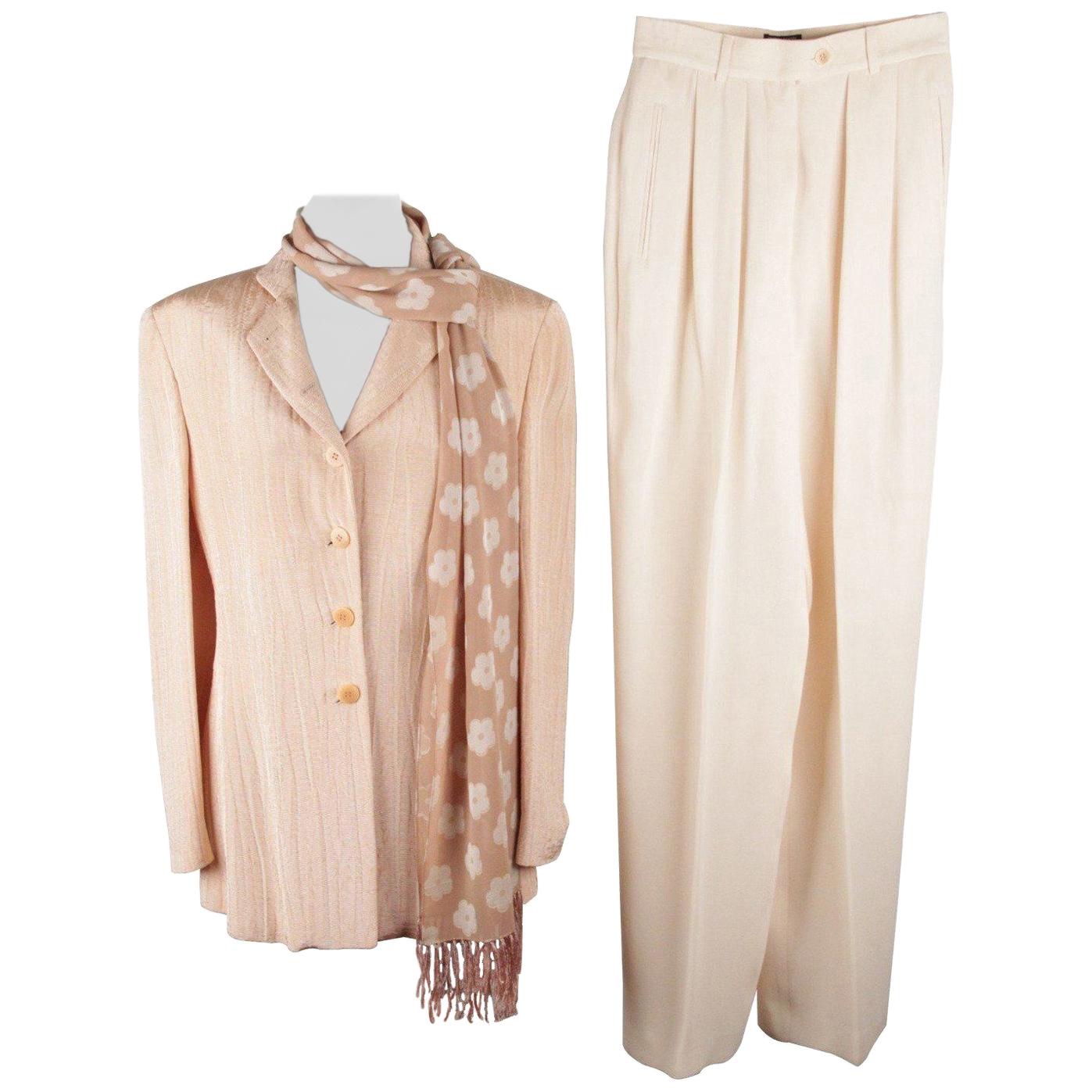 GIORGIO ARMANI BLACK LABEL Peach WOMEN SUIT Blazer & Wide Trousers