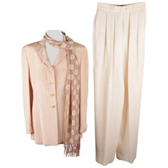 GIORGIO ARMANI BLACK LABEL Peach WOMEN SUIT Blazer & Wide Trousers