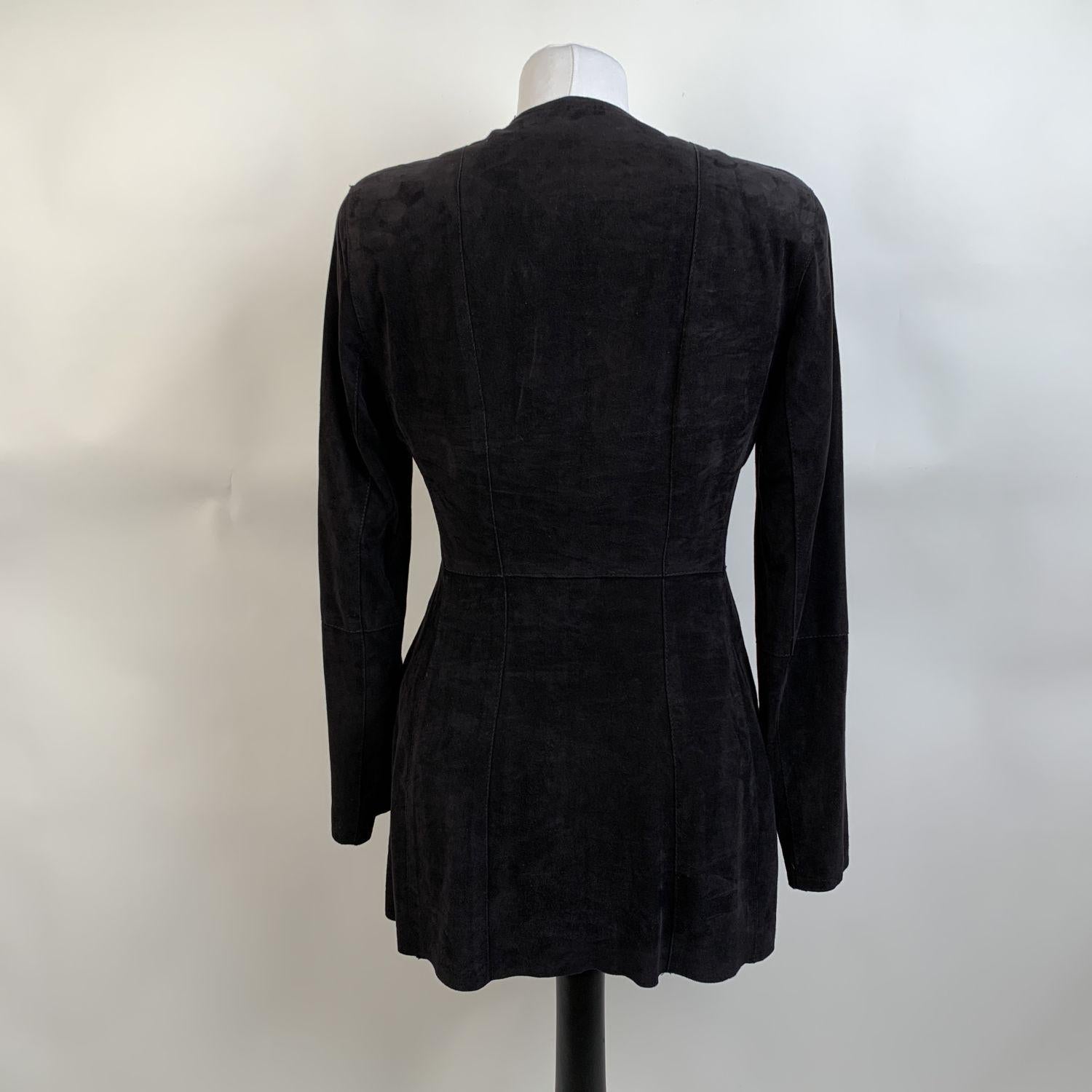 Giorgio Armani Black Label Vintage Suede Asymmetric Jacket Size 42 In Good Condition In Rome, Rome
