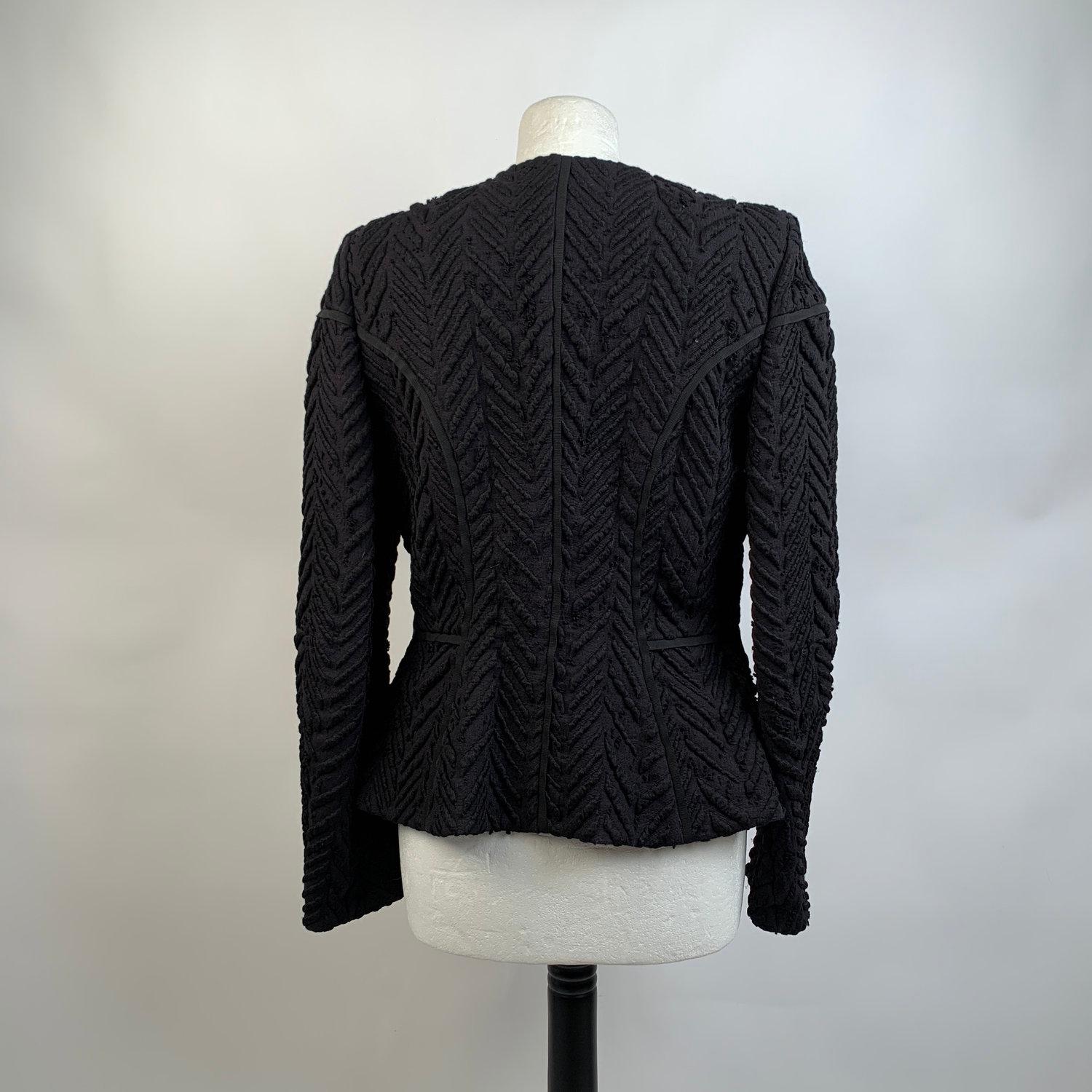 Giorgio Armani Black Label Vintage Textured Wool Blazer Jacket Size 46 In Excellent Condition In Rome, Rome