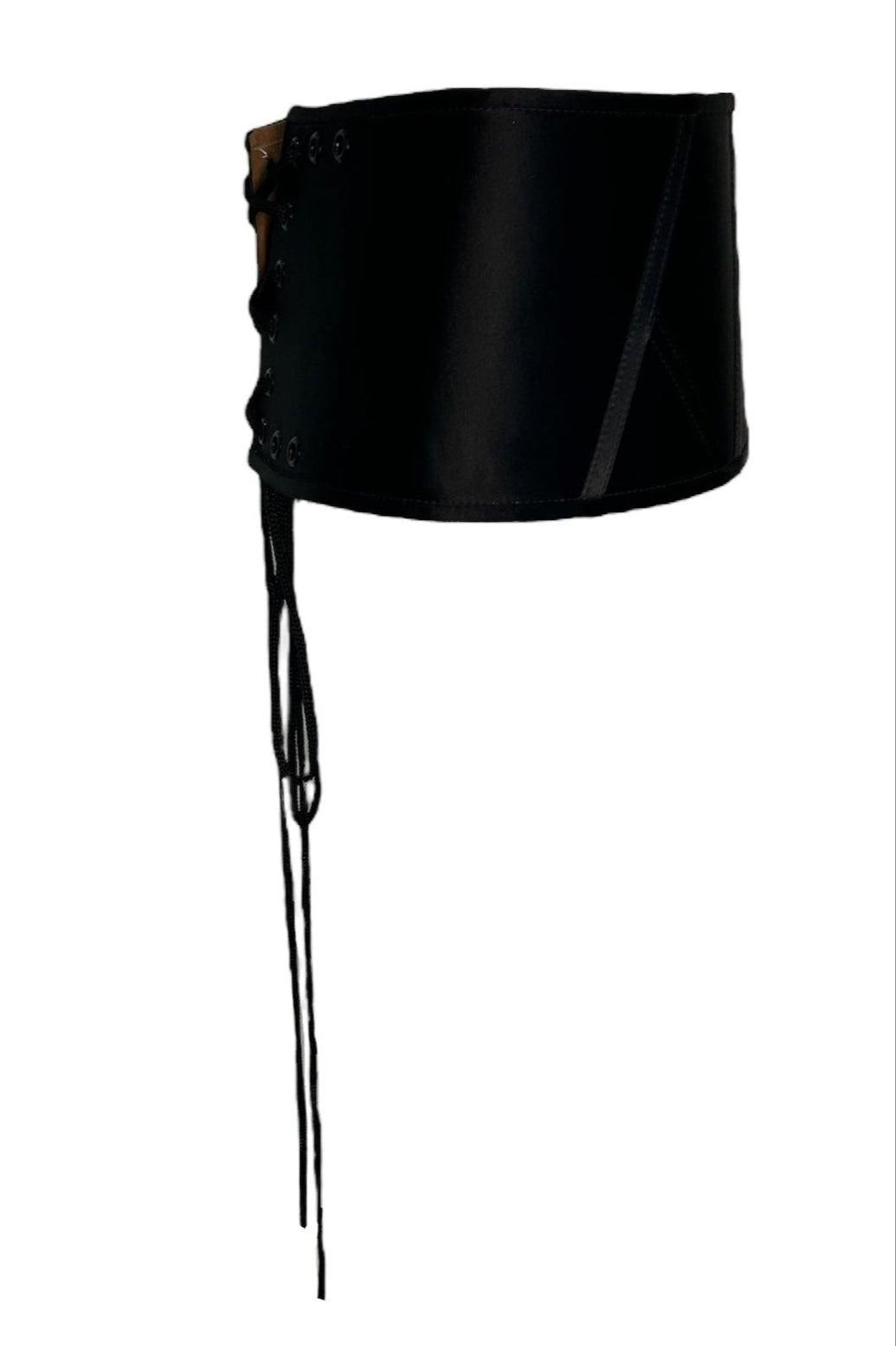 Giorgio Armani Black Lace Up Corset Cummerbund Belt In Excellent Condition For Sale In Los Angeles, CA