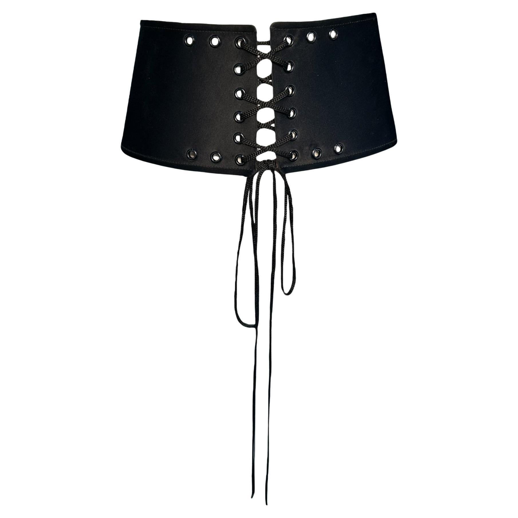 Giorgio Armani Black Lace Up Corset Cummerbund Belt For Sale