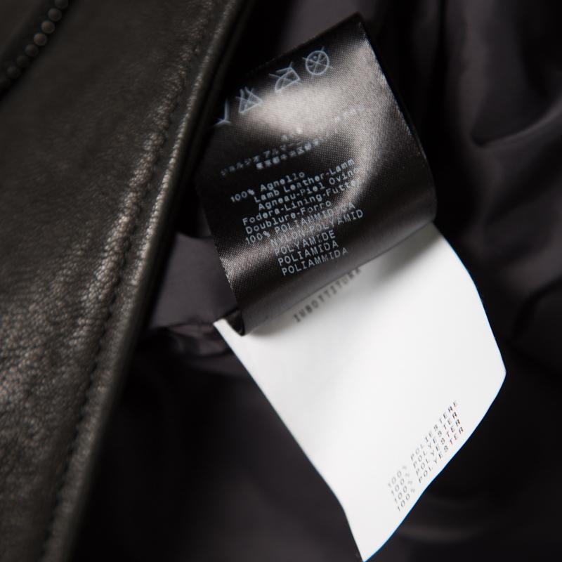 Men's Giorgio Armani Black Lambskin Leather High Neck Jacket XL