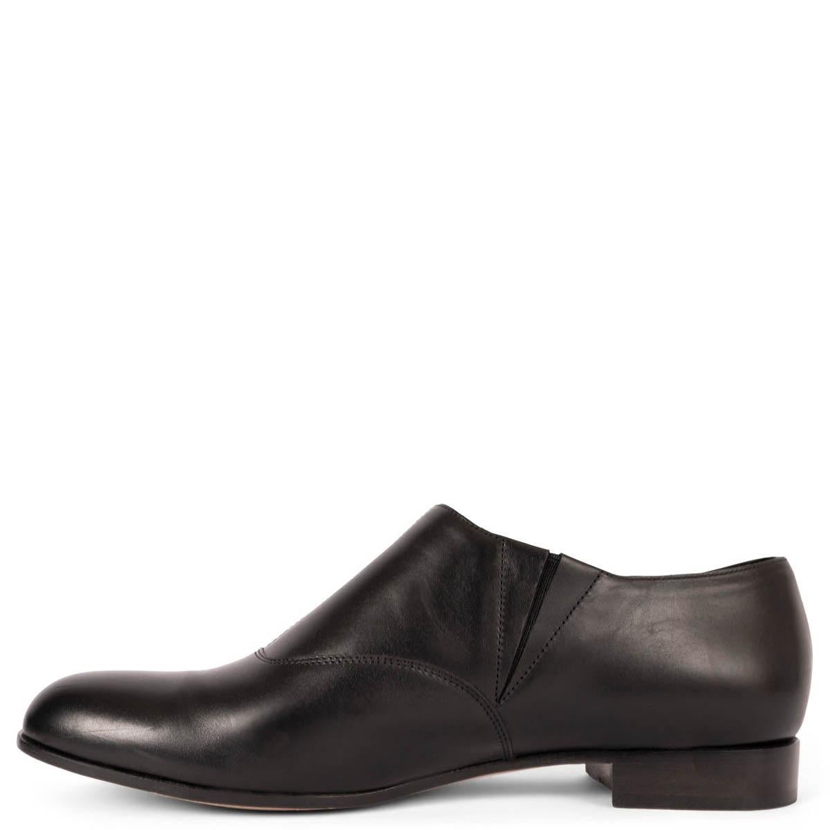 Black GIORGIO ARMANI black leather BUTTONED OXFORD Shoes 39 For Sale