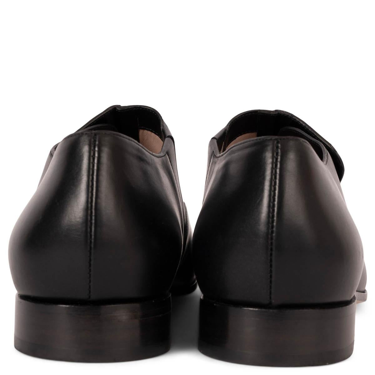 GIORGIO ARMANI black leather BUTTONED OXFORD Shoes 39 In Excellent Condition For Sale In Zürich, CH