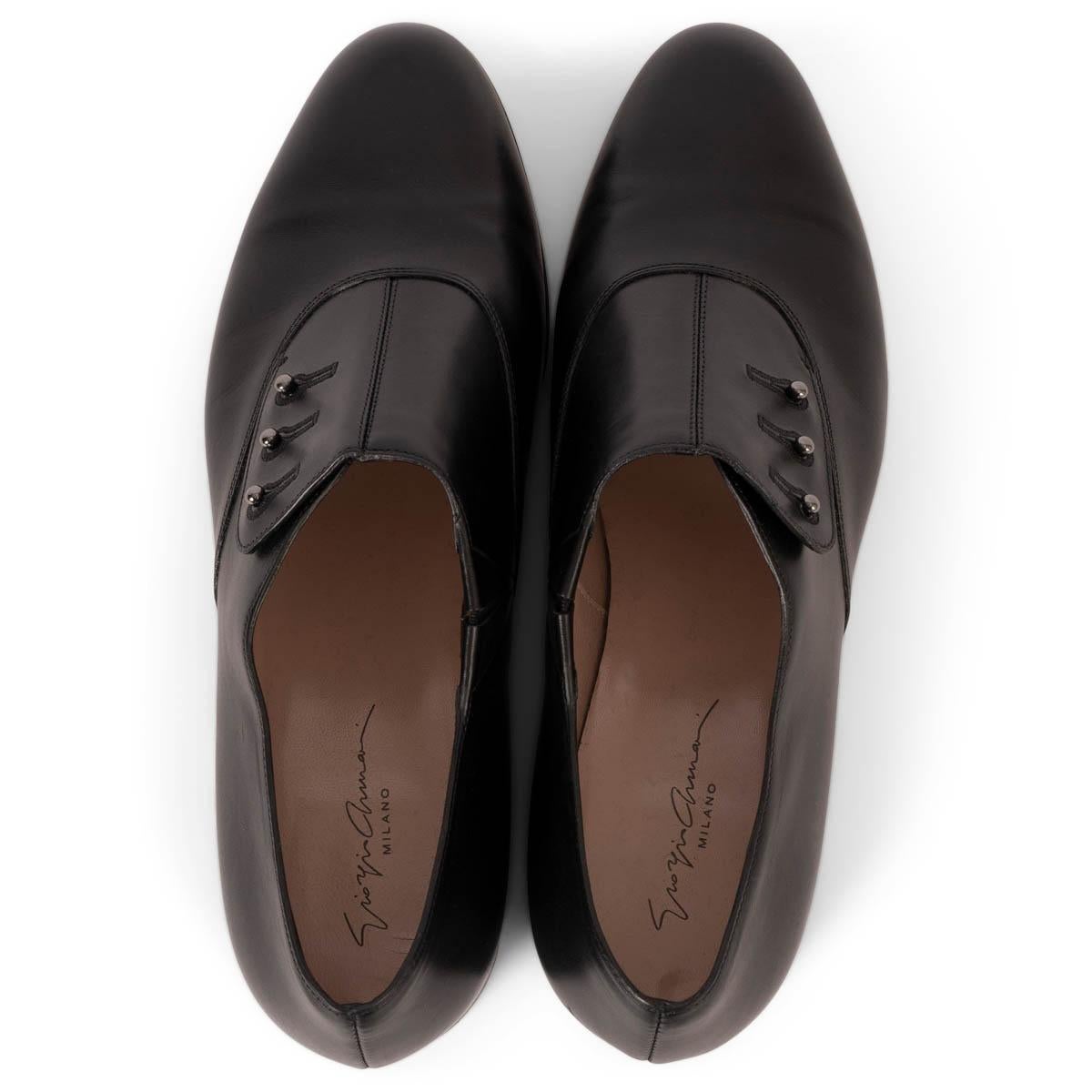 GIORGIO ARMANI black leather BUTTONED OXFORD Shoes 39 For Sale 1