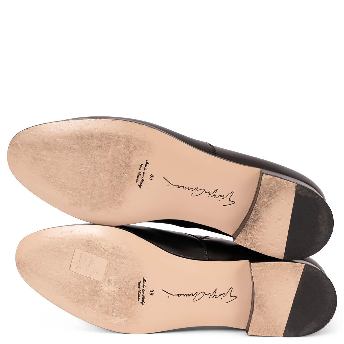 GIORGIO ARMANI black leather BUTTONED OXFORD Shoes 39 For Sale 1