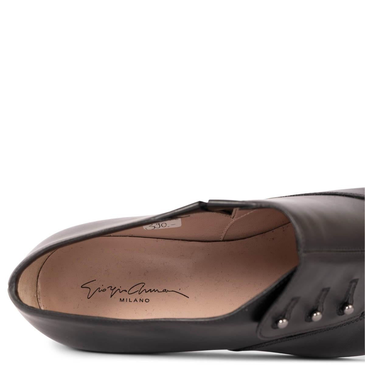 GIORGIO ARMANI black leather BUTTONED OXFORD Shoes 39 For Sale 3