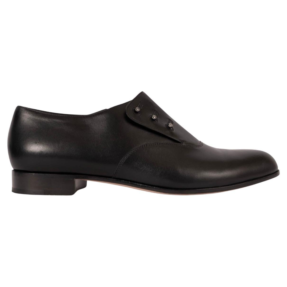 GIORGIO ARMANI black leather BUTTONED OXFORD Shoes 39 For Sale