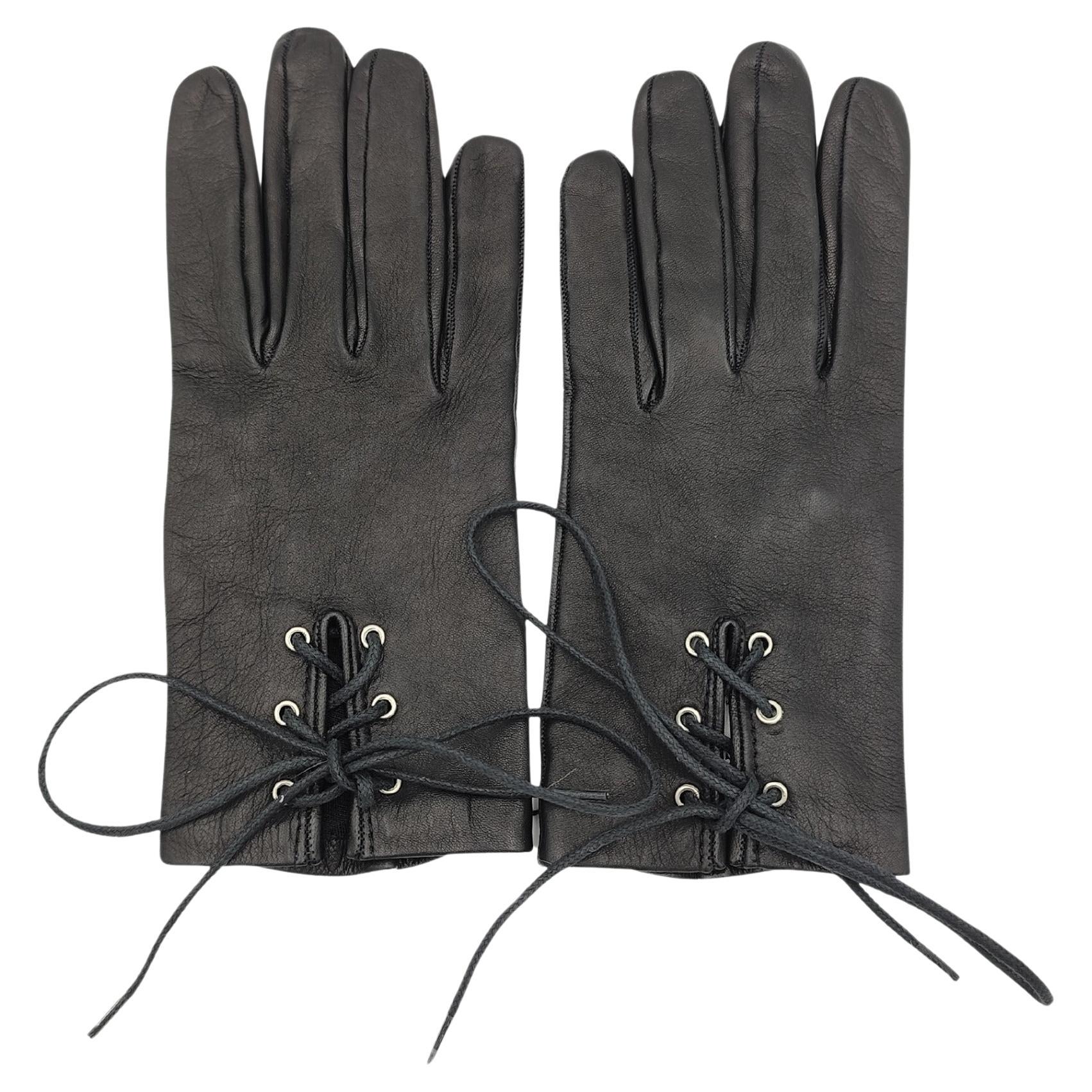 Giorgio Armani gants corsetés en cuir noir