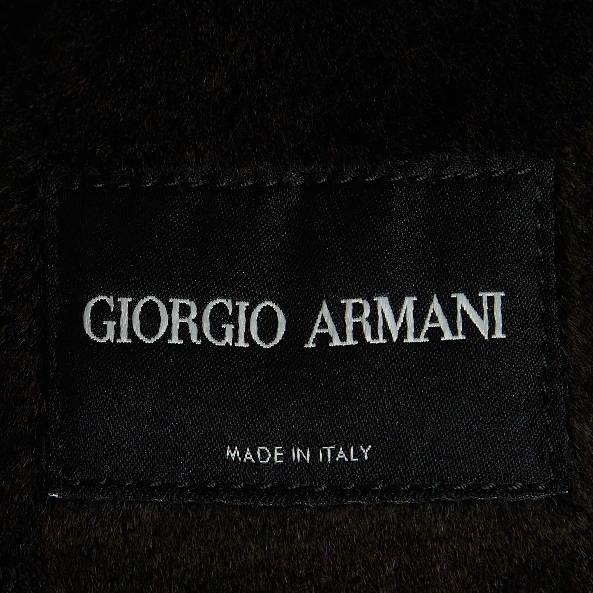 Giorgio Armani Black Leather Double Breasted Flight Jacket XL 1