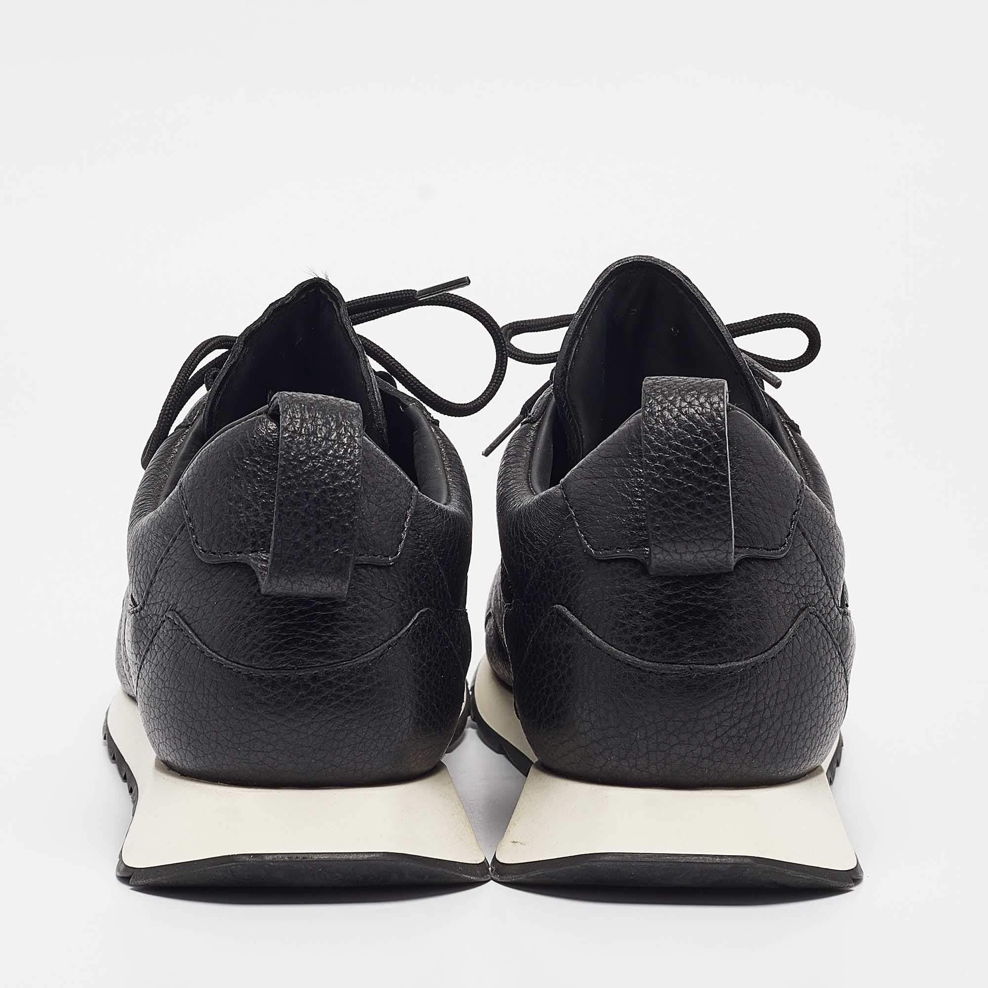 Giorgio Armani Black Leather Lace Up Sneakers Size 43 1