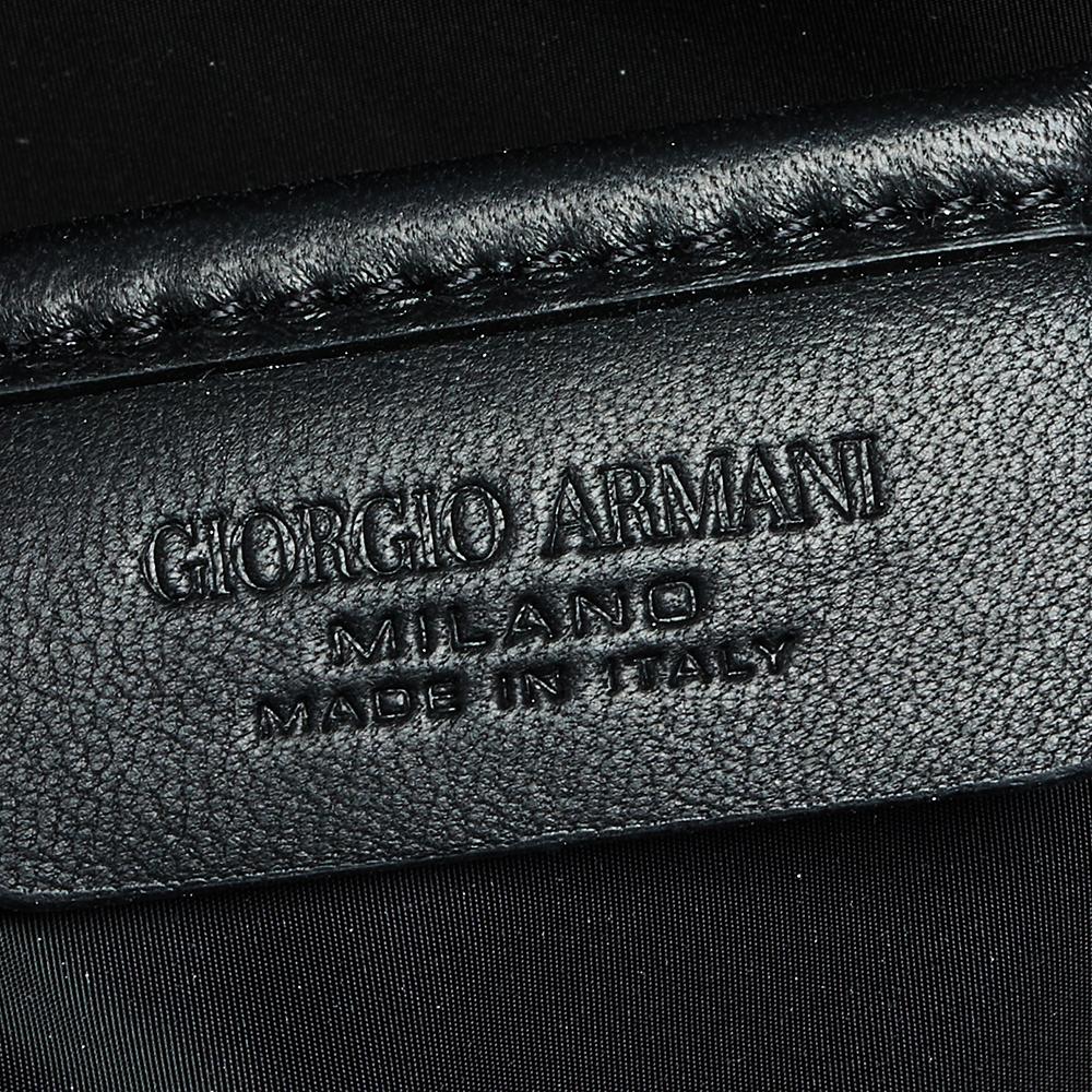 Giorgio Armani Black Leather Logo Laptop Bag 3