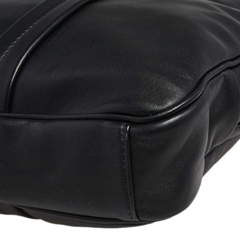 Men's Giorgio Armani Black Leather Logo Laptop Bag